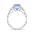 thumbnail image 2 of ANGARA Natural Cushion 2.6 ct Tanzanite Ring with Trio Bezel Diamonds in 14K White Gold for Women (Size-10x8mm) | December Birthstone, Anniversary, Jewelry Gift for Women | Natural Tanzanite Ring, 2 of 8