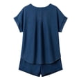 thumbnail image 7 of Summer Imitation Denim Set for Women 2 piece Casual Short Sleeve Button Shirt Tops and Shorts Lounge Sets Outfits Sky Blue XL(XL), 7 of 7
