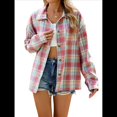 thumbnail image 1 of Camisas de Franela con Botones para Mujer, Camisas A Cuadros de Larga, Blusa Informal de Negocios. Rosa M, 1 of 10