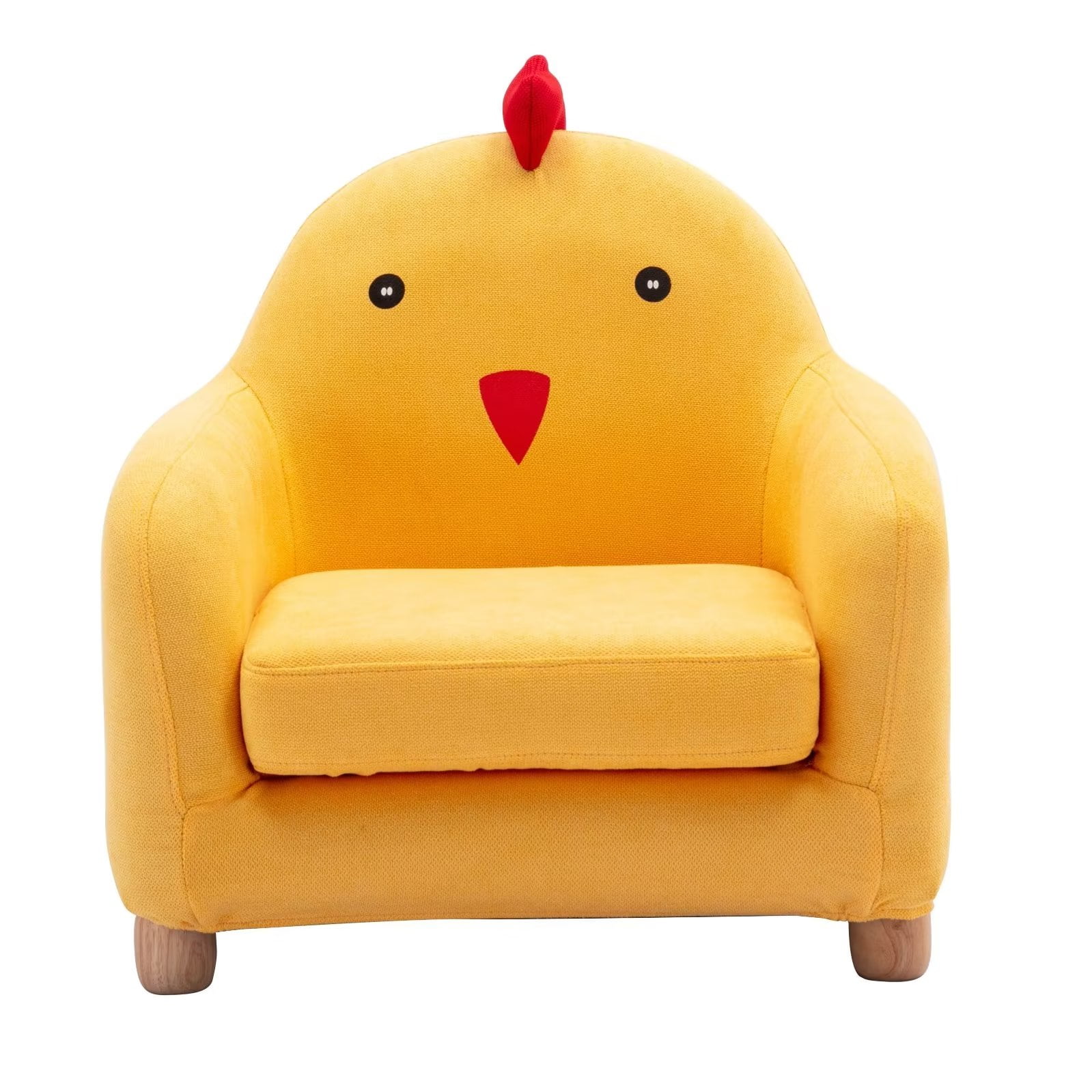 Kids Chair, Cute Upholstered Chair with Animalshape Backrest and Wood