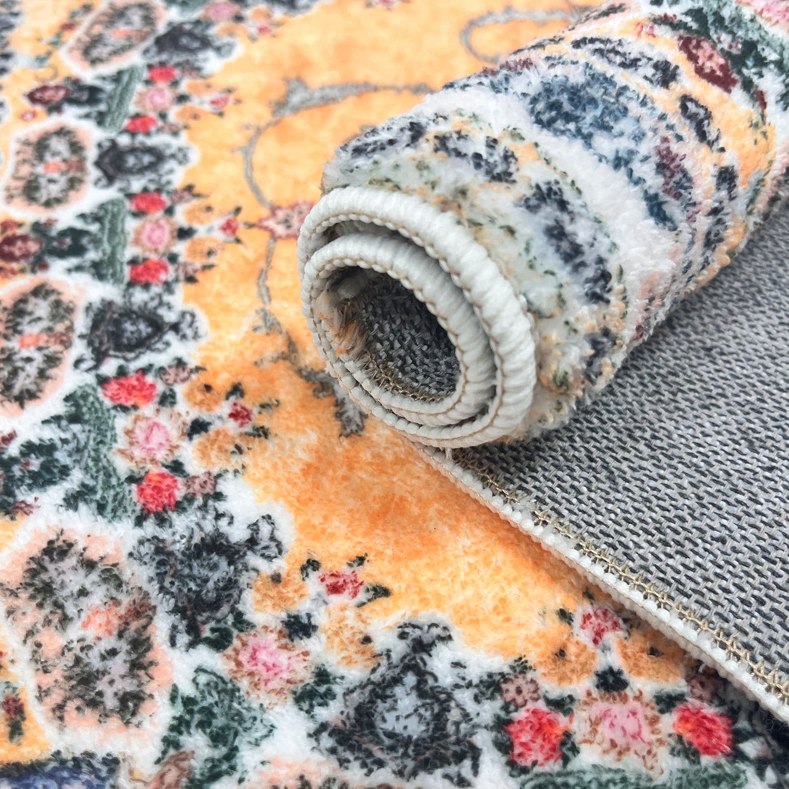 SUSUZI 5.3' x 7.5' Area Rug Boho Living Room Rug, Washable Low Pile Non Slip Carpet for Bedroom, Dining Room, Retro Area Rug Indoor