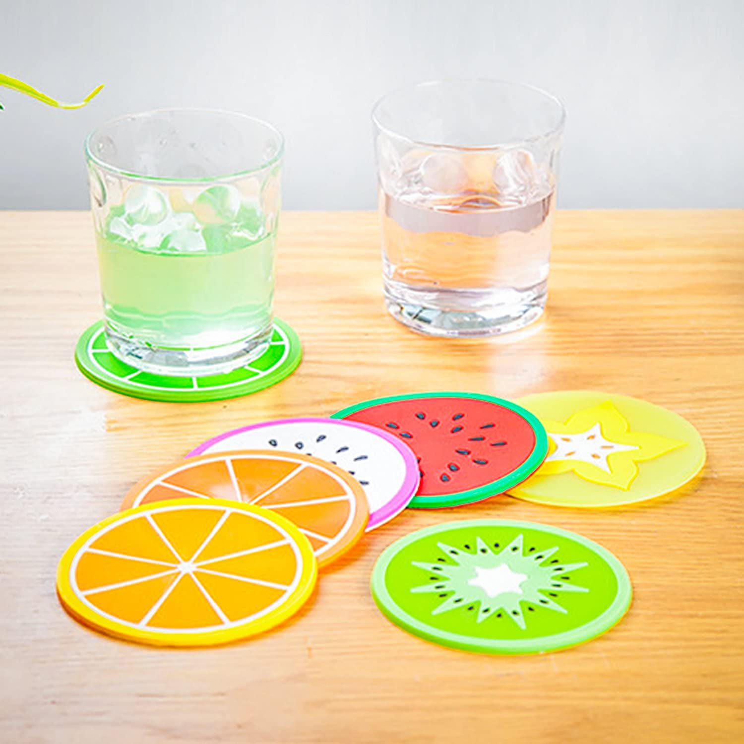 Details about    Fruit Silicone Coaster,Non Slip Heat Insulation Coasters,7PCS Cute Slice Silico 