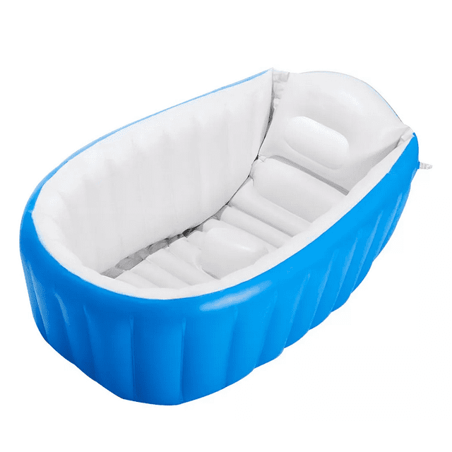 Bañera Inflable Para Bebés Portátil Tina Plegable Con Bomba Color Azul