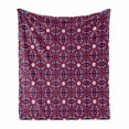 thumbnail image 1 of Orient Soft Flannel Fleece Throw Blanket, Moroccan Pattern with Middle Eastern Oriental Effects Old-Fashioned Design, Cozy Plush for Indoor and Outdoor Use, 60" x 80", Indigo Red White, by Ambesonne, 1 of 6