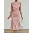 thumbnail image 2 of ZOELNIC Women's Ruched Bodycon Dress Summer Casual Sleeveless Elegant Club Evening Party Cocktail Midi Dresses, S, 2 of 5