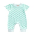 thumbnail image 1 of Babys Casual Shortsuit Mode Damier Imprimé Cou Long Romper, 1 of 7