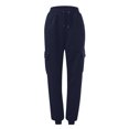 thumbnail image 4 of Women's Sweatpants Baggy Casual High Waisted Workout Athletic Bottom Joggers Pants with Pockets, Cargo Style Sport Pants for Women, Elastic Waist,Navy,XL, 4 of 6
