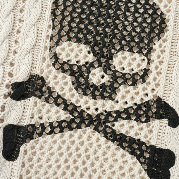 Fortune Women Skull Sweater Gothic Hollow Out Long Sleeve Tops