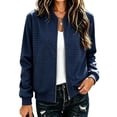 thumbnail image 5 of cocolona Womens Vintage Fall Jacket Casual Long Sleeve Crew Neck Lined Zipper LightWeight Plaid Outerwear, 5 of 7