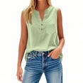 thumbnail image 4 of Cotton Linen Tank Tops for Women Button Down Sleeveless Shirt Gauze Breathable Blouses, 2XL, 4 of 6