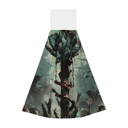 

Horeoi Zombie Flower Apocalypse Print Coral Fleece Microfiber Hanging Hand Towel Absorbent Hand Towel Quick Dry Thicken Cleaning Cloths Wipes Rags for Kitchen & Bathroom