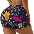 thumbnail image 2 of Fotbe Cinco De Mayo Floral Seamless Shorts, Womens Workout Shorts High Waist Stretch Booty Short for Gym/Yoga/Running/Biking-Small, 2 of 9