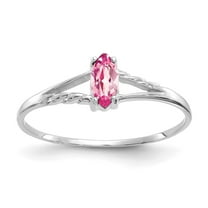 Auriga Fine Jewelry 14K White Gold Pink Tourmaline Birthstone Ring for Women Size 7