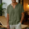 thumbnail image 7 of cocolona Mens Linen T-shirts Summer V Neck Short Sleeve Pullover Tops Casual Loose Solid Color Vintage Tees, 7 of 7