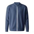 thumbnail image 3 of Mens Zip Up Sweater Jacket Light Slim Fit Knit Stand Collar Ribbed Jackets Color Navy Size XXL, 3 of 3