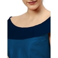thumbnail image 4 of eloria Women's Art Silk Boat Neck Sleevless Partywear Filler Blouse Top, Color : Teal blue & Navy Blue, 4 of 6