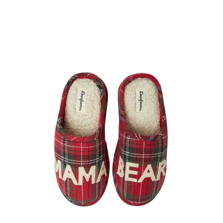 Dearfoams Womens Mama Bear Plaid Clog Slippers