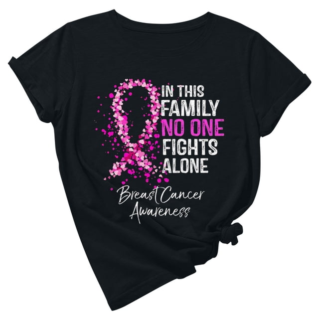 TIMIFIS Breast Cancer Awareness Pink Ribbon T-Shirt for Women Breast Cancer Shirts Work Tops Short Sleeve Out Blouse Breast Awareness Letter Print Shirt T-Shirt Tops In OctoberFall