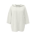 thumbnail image 4 of KHONTS Short Sleeve Hooded Sweaters for Women Plus Size Hoodies Fall Winter Cozy Knitted Drawstring Soft Pullover Tops White XL, 4 of 4