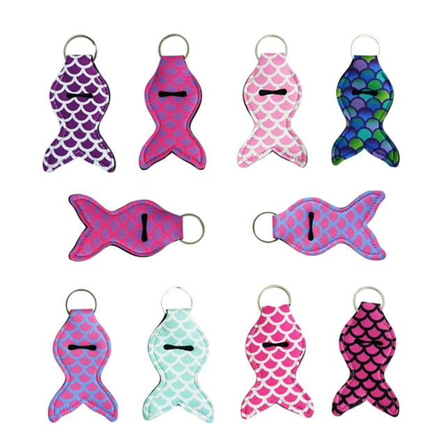 Chapstick Holder Keyring Lipstick Mermaid Keychains Keychain Lip Balm Carrier Kering Clip Backpack