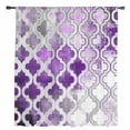 thumbnail image 2 of Purple Morocco Semi Sheer Curtains Drapes for Living Room, Bedroom, French Doors Window 96 Inches Long, Rustic Country Smear Street Mottled Art Rod Pocket Chiffon Curtain Drapery Voile Drape Panel, 2 of 6