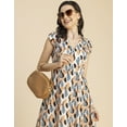 thumbnail image 5 of Moomaya Short Sleeve High-Low V Neck Printed Dress -Women's Stylish Summer Dress, 5 of 9
