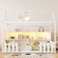 thumbnail image 2 of Newest Twin House Bed White,LED Light & Storage Bookshelf, Playhouse Design with Guardrails for Bedroom, 2 of 18