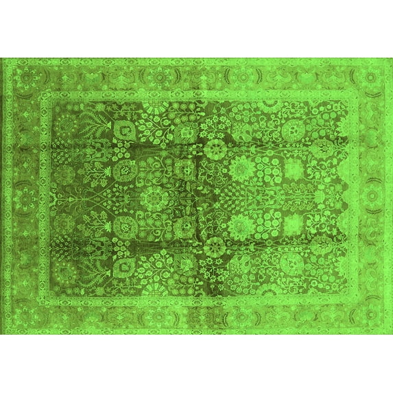 Ahgly Company Indoor Rectangle Oriental Green Traditional Area Rugs, 2' x 5'