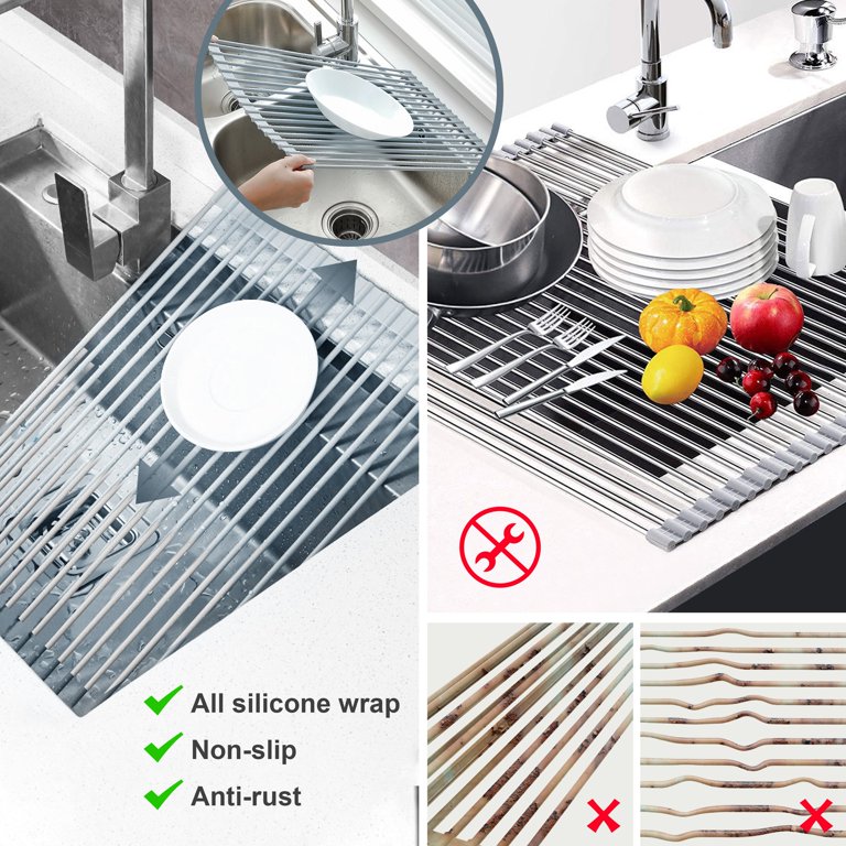 Silicone folding dish dryer drainer