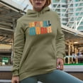 thumbnail image 2 of Softball Mama, Mother or Mom of a Softball Player Themed, Groovy Retro Wavy Text Merch Gift, Sand Hooded Sweatshirt or Hoodie, Large, 2 of 5