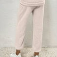 thumbnail image 3 of cfhntfmh Fuzzy Pants for Women Lounge High Waisted Warm Fleece Pants Winter Soft Lined Plush Plus Size Jogger Pants, 3 of 5