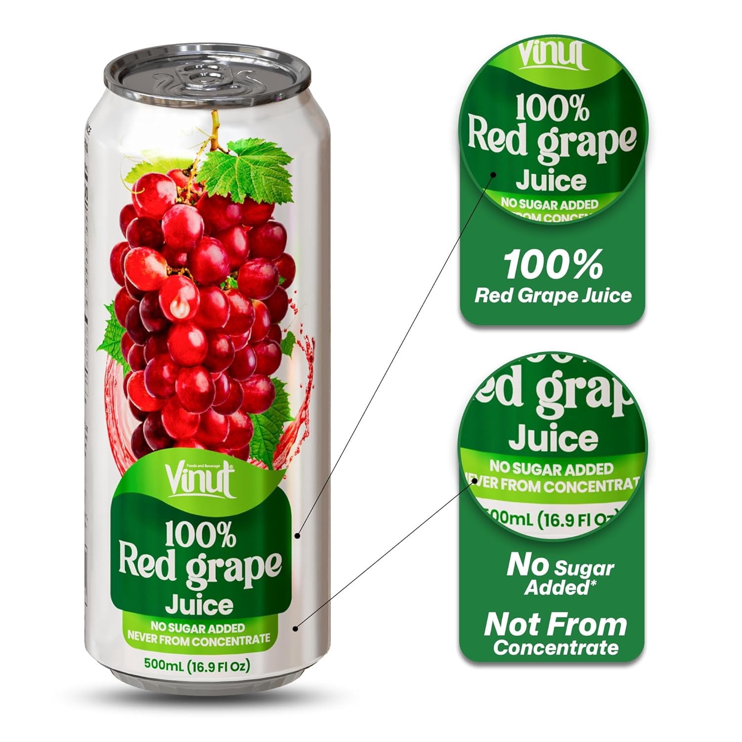 Vinut 16.9 fl oz 100%  NFC Red Grape Juice drink (no sugar added)