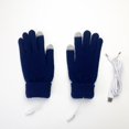 thumbnail image 1 of Guantes eléctricos USB de 5 dedos tejidos con piña a cuadros de manga larga de invierno térmicos con pantalla táctil, 1 of 4