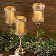 Efavormart Set Of 3 Antique Gold Lace Design Votive Candle Stands