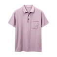 thumbnail image 4 of Men's Big and Tall Golf Polo Shirts Short Sleeve Pocket Performance Moisture Wicking Quick Dry Cotton Striped Golf Shirts for Men Size M-4XL Pink, 4 of 5