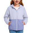 thumbnail image 2 of Dwellite Girls Zip Up Hooded Jacket Lightweight Casual Summer Color Block Sun Jackets with Pockets 5-15 Years Light Blue 120, 2 of 8