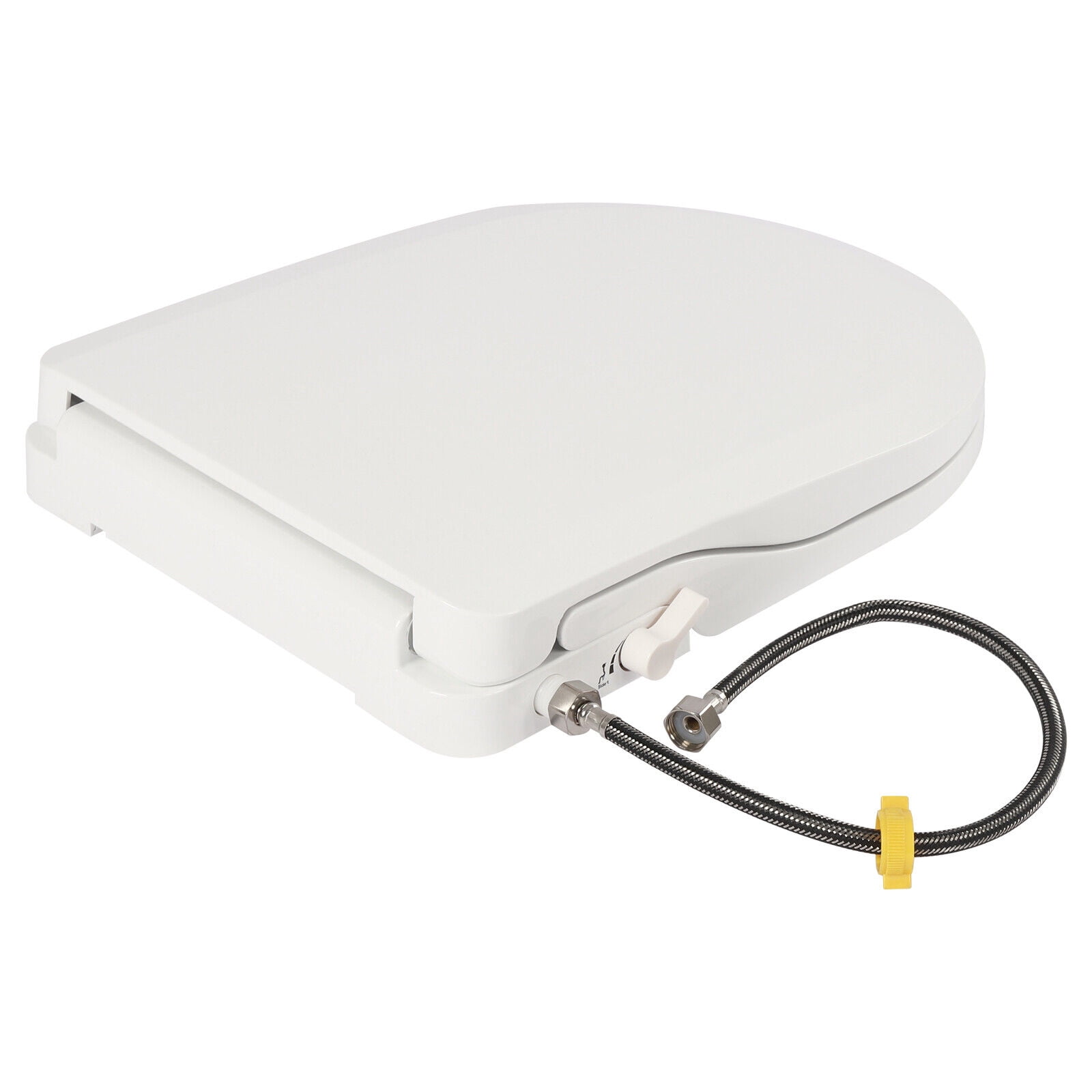 Non-Electric Bidet Toilet Seat Dual Nozzle Fresh Water Spray D-Shape White 18.9*13.7*3in