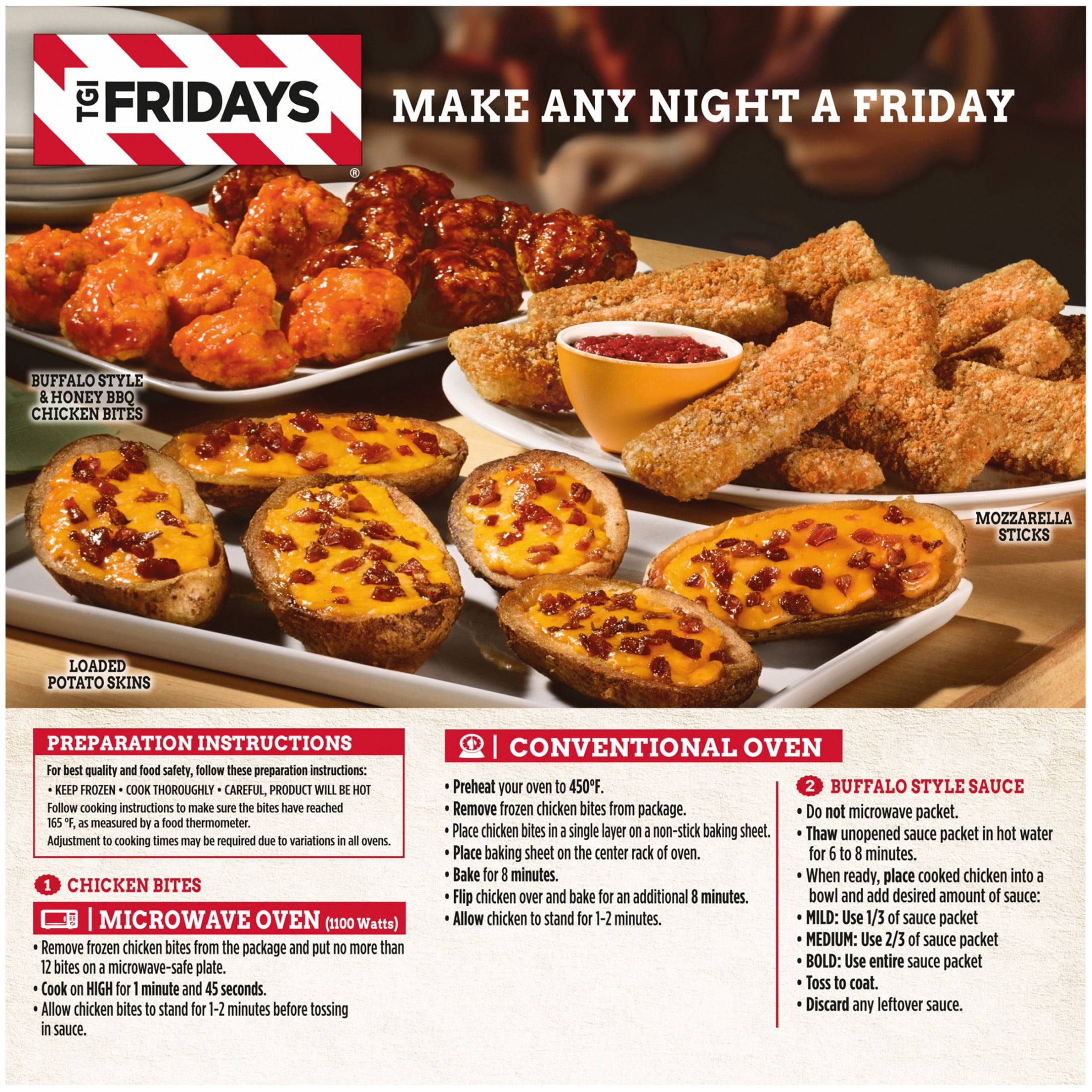 TGI Fridays Frozen Appetizers Buffalo Style Boneless Chicken Bites, 15 oz. Box