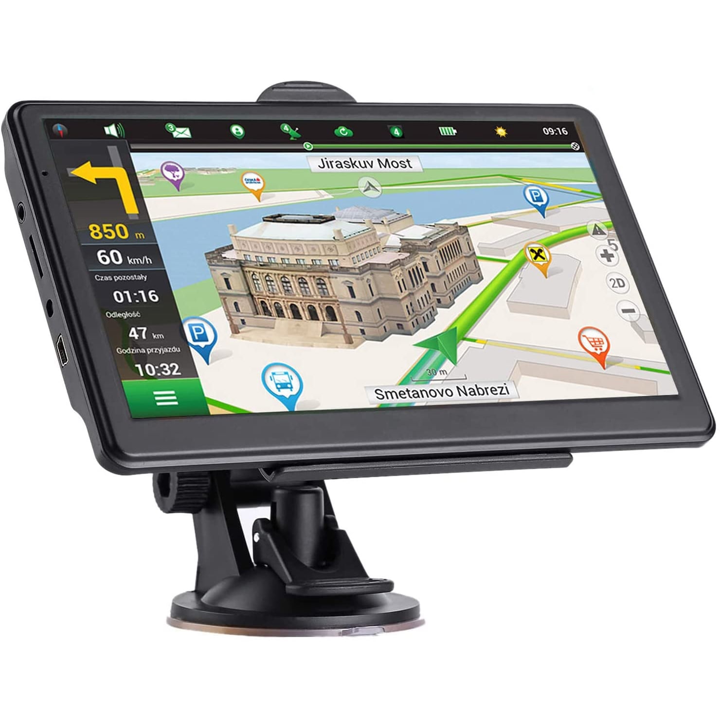 7'' LCD Car Vehicle Players GPS Navigator Device North/South America Europe Map 