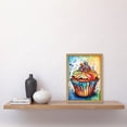 thumbnail image 2 of Cupcake With Sprinkles Vibrant Watercolour Painting Artwork Framed Wall Art Print A4, 2 of 4