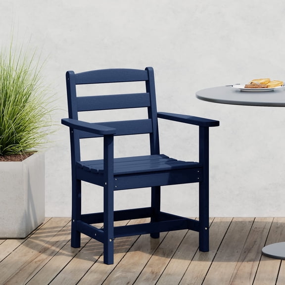 WestinTrends Ashore Outdoor HDPE Patio Classic Dining Arm Chair, Navy Blue