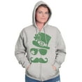 thumbnail image 3 of St Patricks Day Irish Leprechaun Unisex Fleece Graphic Zip Up Hoodie Brisco Brands 3X, 3 of 5