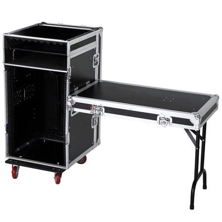 16U DJ Case with Wheels | Metal Studio Cabinet | 31-Inch Universal Equipment Rack | Open-Frame Option