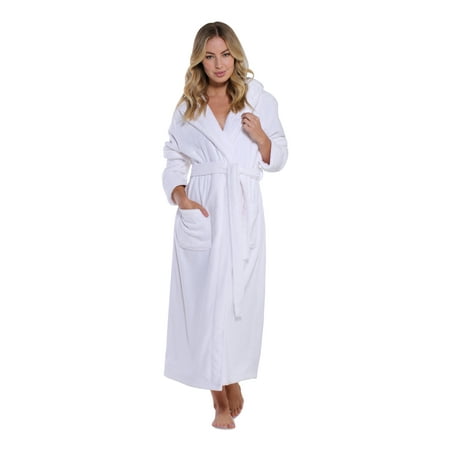 

Turquaz Linen Super Soft Blush Plush Hooded Women s Robe (X-Large / White)