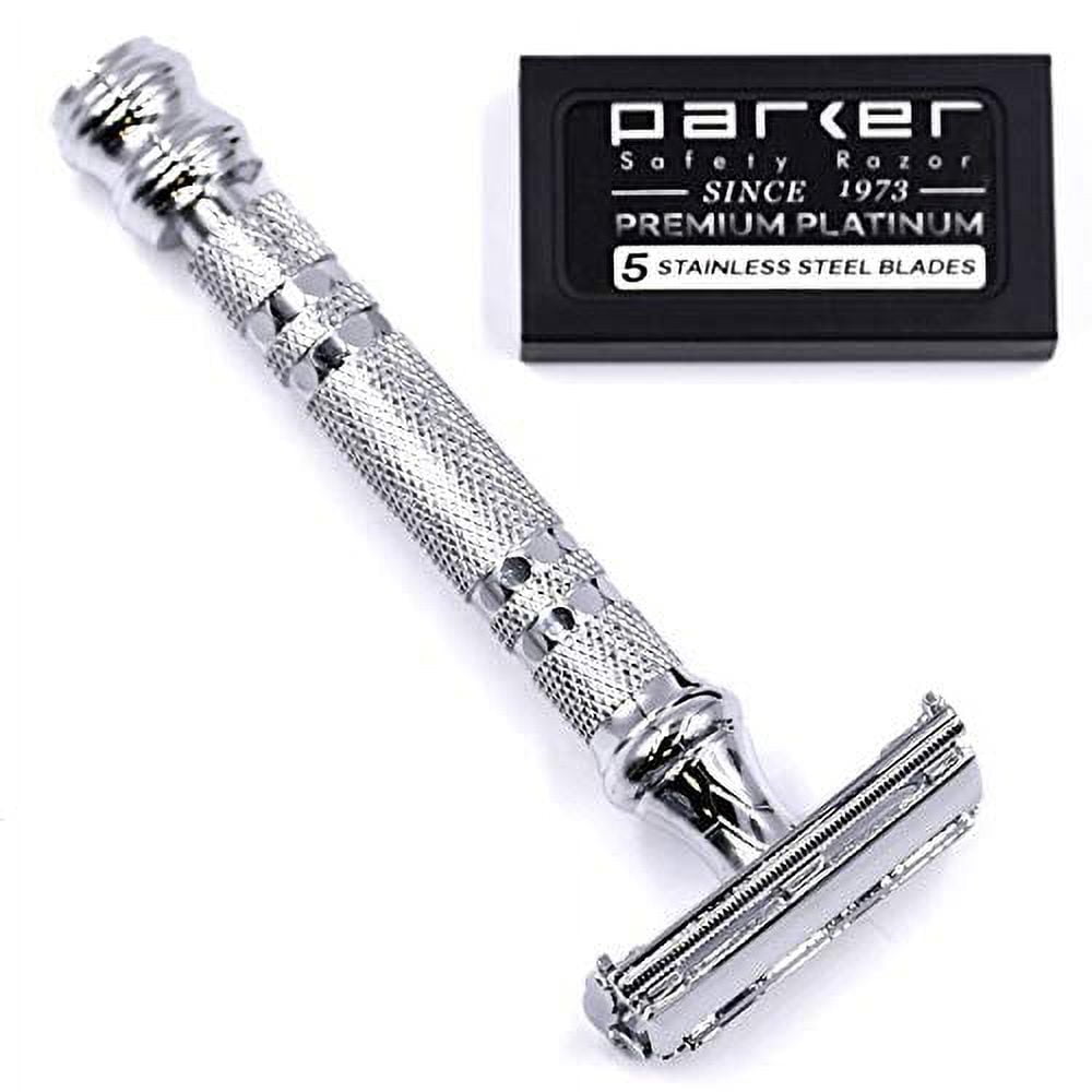 Parker 66R Butterfly Open Double Edge Safety Razor - 5 Premium Blades included