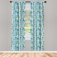 thumbnail image 5 of Ambesonne Blue and Green Window Curtains, Flora Nature Flower, Each 28" W x 95" L, Blue Apple Green White, 5 of 5