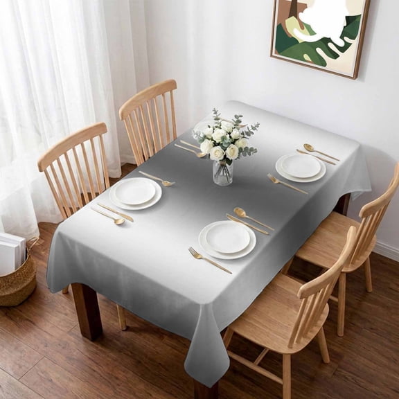 Gray White Ombre Table Cloth Waterproof Tablecloths, Abstract Art Modern Grey Gradient Tablecloth Dining Table Cover for Kitchen Party Tabletop Outdoor, Rectangle Tablecloth 60x102 Inch