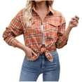 thumbnail image 2 of Jsaierl Womens Plaid Flannel Shirts Long Sleeve Fall Clothes Women Button Down Dress Shirt Jacket Work Collared Shirt Tops, 2 of 5