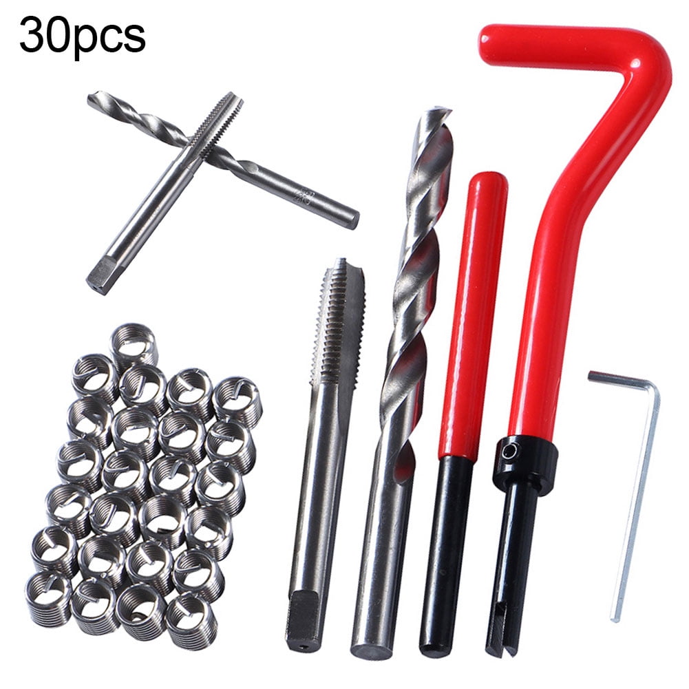 30Piece Metric Thread Car Coil Drill Bit Repair Insert Tool Set for Helicoil M5/M6/M8