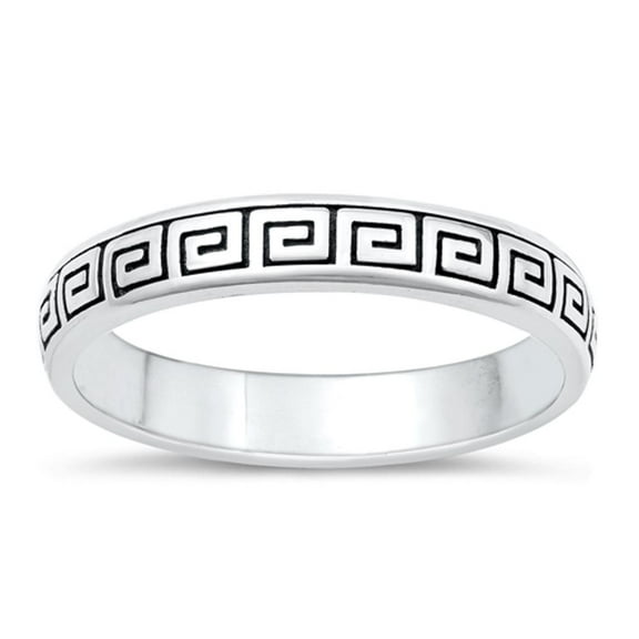 Unique Greek Key Ring .925 Sterling Silver Band Jewelry Female Male Unisex Size 7
